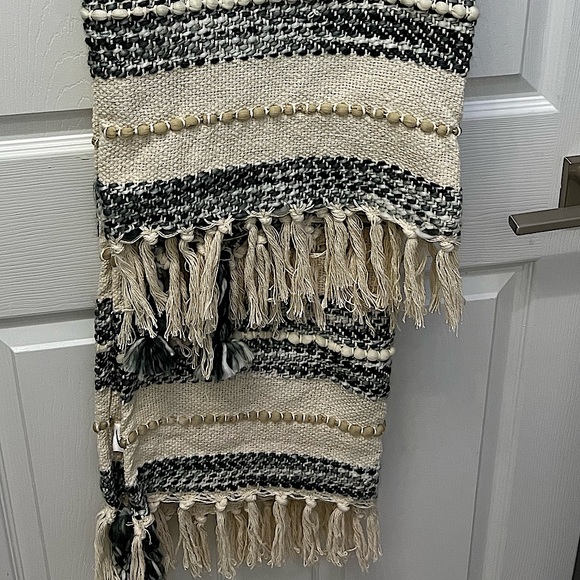 Blue and tan bohemian style throw blanket. Never used. - Picture 2 of 3